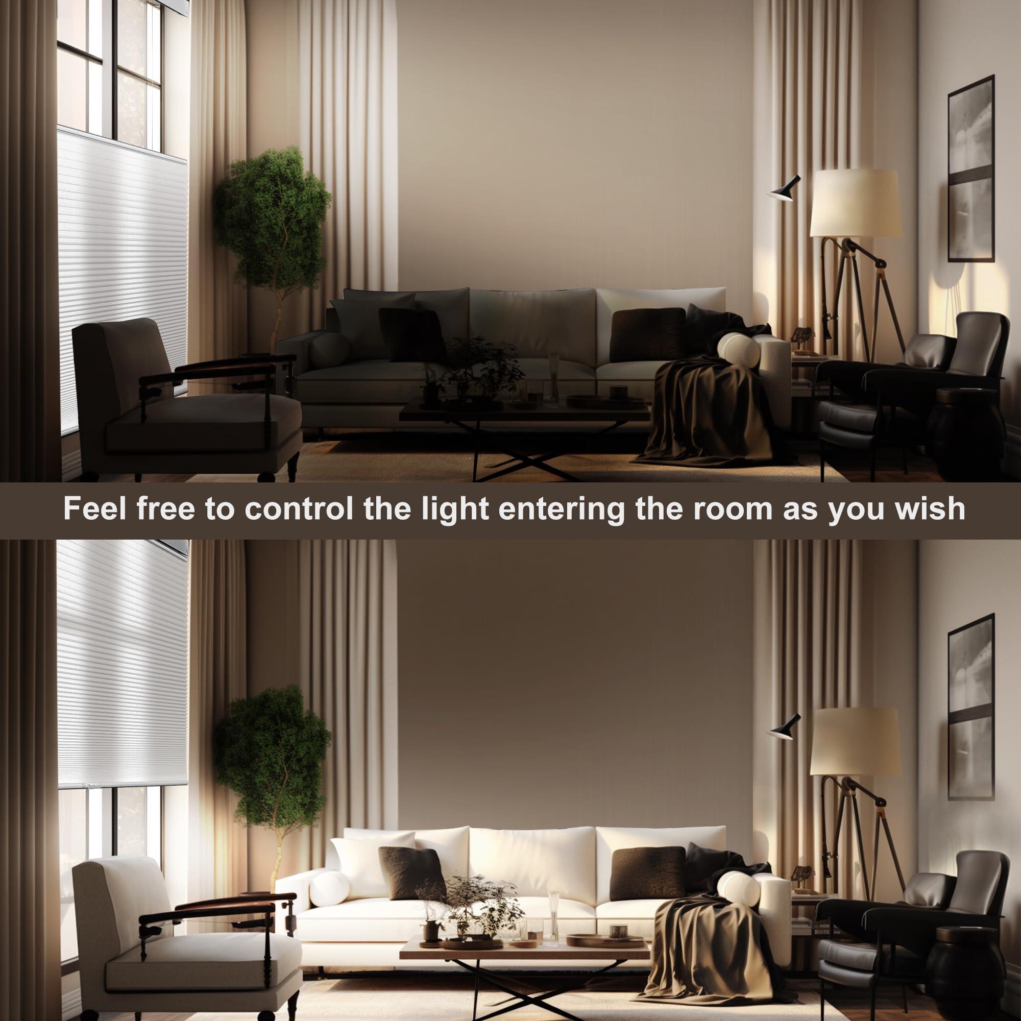 Boolegon Boolegon Top Down Bottom Up Light Filtering Cellular Shades Cordless Color Match Honeycomb Blinds for Windows Custom Size, Brown, 43" W x 48" H