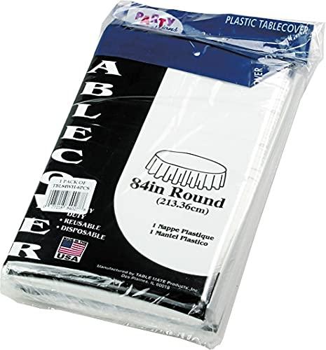 Table-Mate Tablemate 84WH Table Set Round Table Cover, Plastic, 84-Inch dia, White, 6/Pack