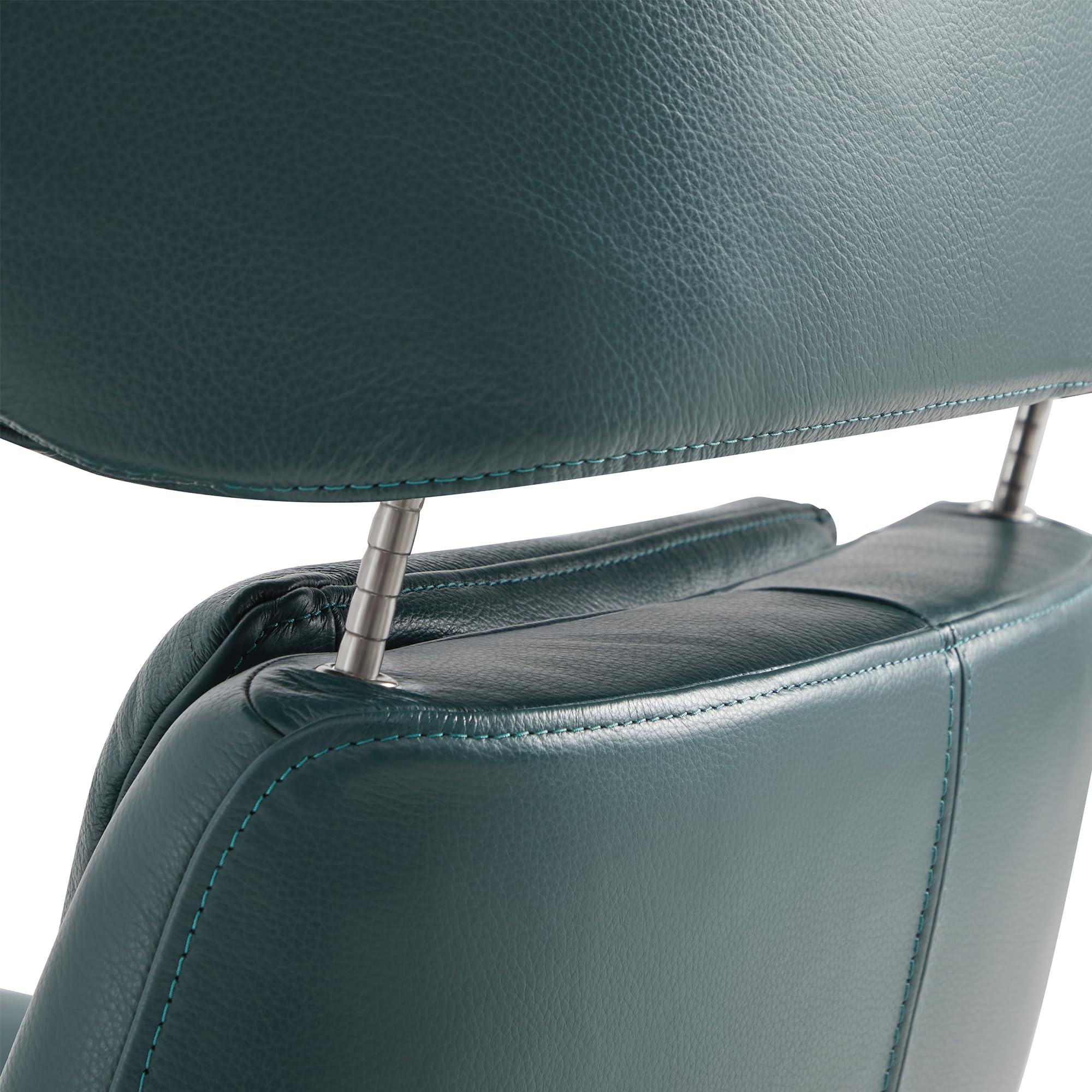 CHITA CHITA Genuine Leather Reclining Swivel Chair with Adjustable Headrest and Ottoman for Living Room, Teal