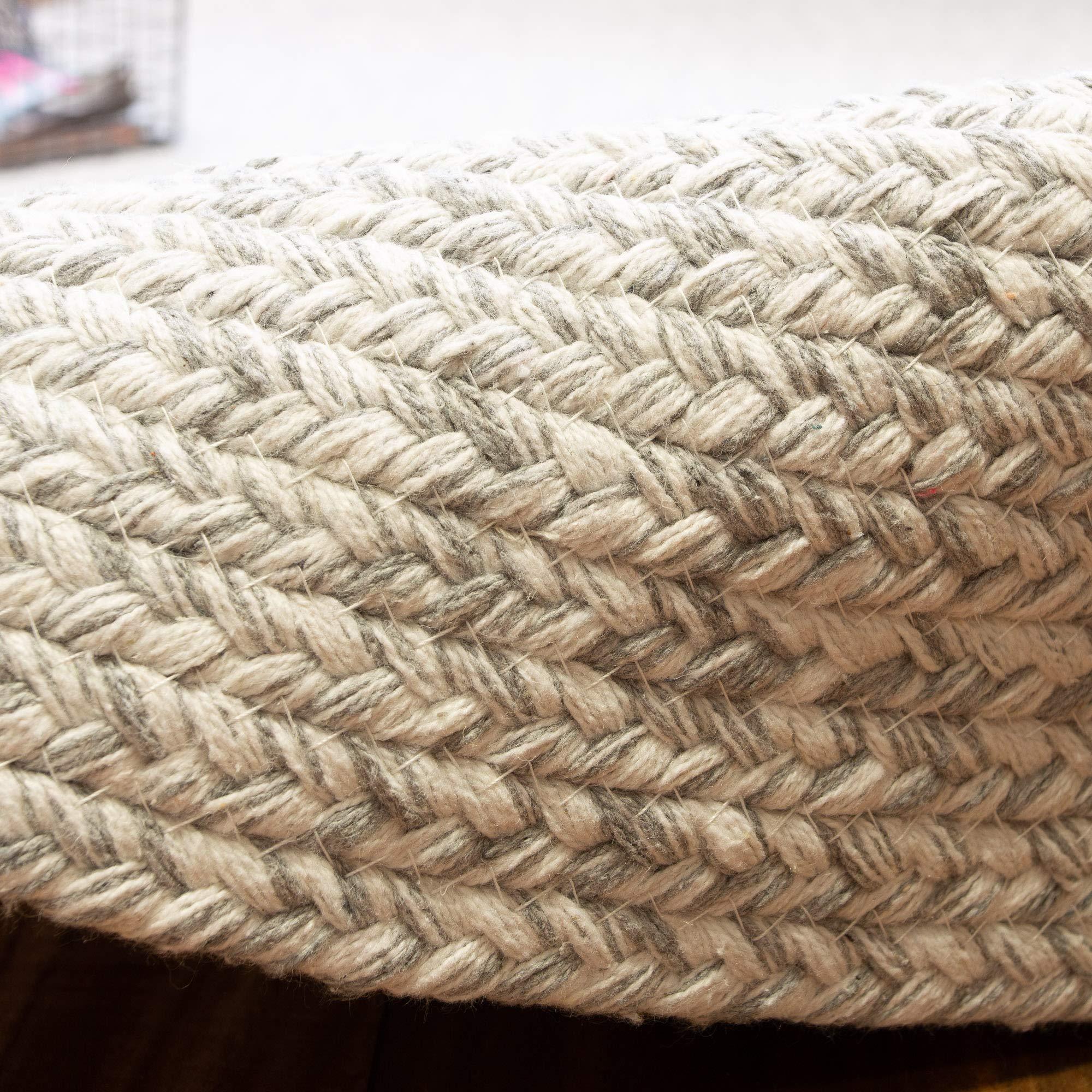 Super Area Rugs Super Area Rugs Farmhouse Braided Rug Cotton Kitchen Reversible Carpet, Gray & White, 6' Round