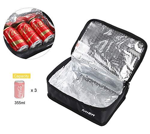 MIER MIER Portable Thermal Insulated Cooler Bag Mini Lunch Bag for Kids, Black