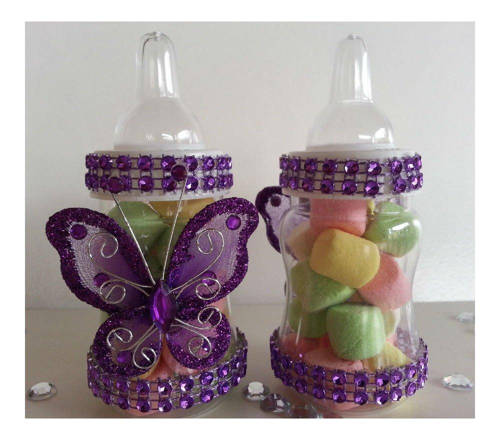 RANADID 12 Purple Fillable Butterfly Bottles Baby Shower Favors Prizes Girl Decorations