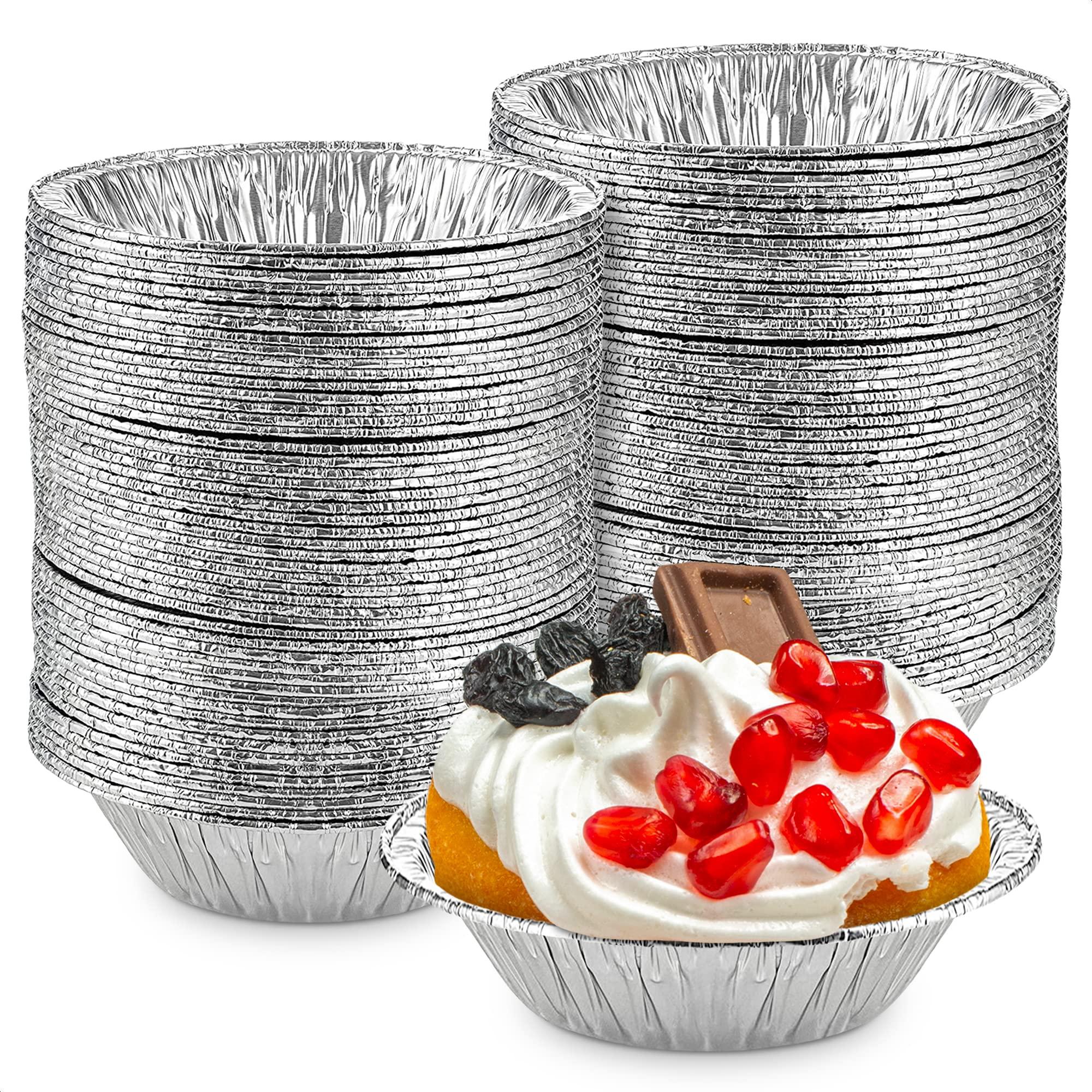 LEGLO Silver Aluminum Foil Tart Pan - 100Pcs Disposable Mini Pie Tins Round Pan for Cake Pie Tin Foil Pans Tin - Tin 2.9 inch Liners Aluminum Pans Disposable Mini Tart Pan Mini Cheesecake Pans for Baking