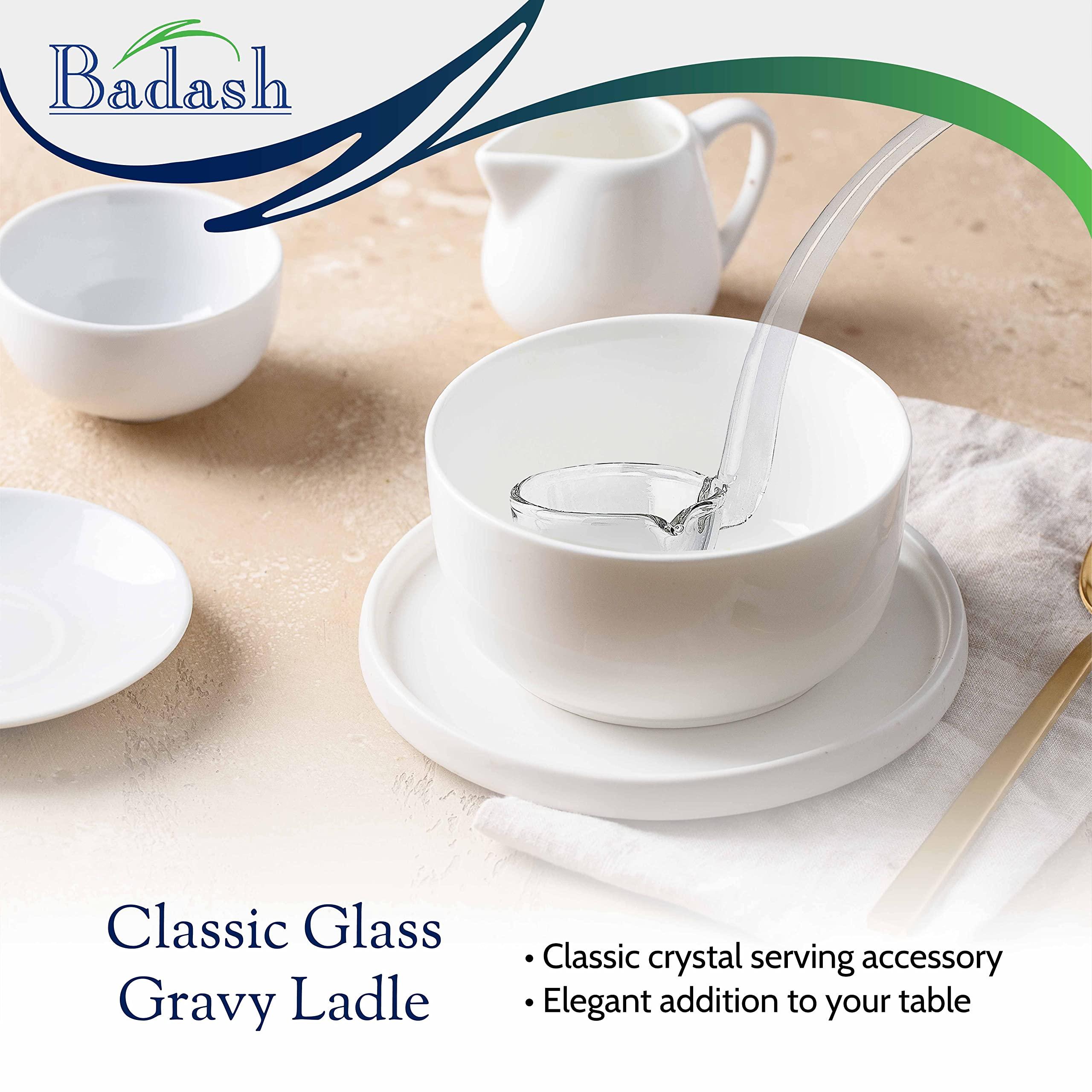 Badash Badash 6\" Small Glass Gravy Ladle, Artisan Heritage Quality Mouth-Blown Lead-Free Crystal, Elegant Small Spoon-Sized Serving Clear Utensil perfect For Sauce & Salad Dressing, Presentation Packaging