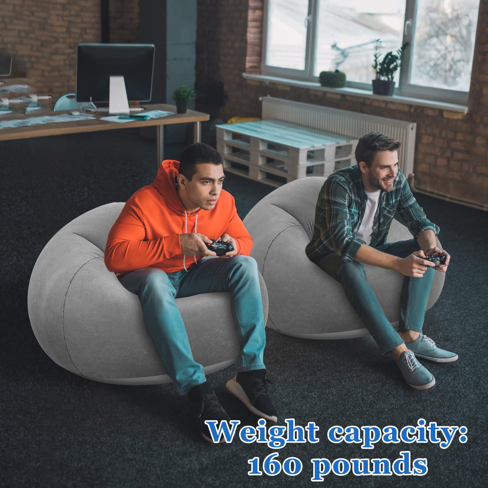 Realspring Realspring Inflatable Bean Bag Chairs Blow up Chairs Camping Chairs Inflatable Lazy Sofa Folding Portable Inflatable Chair for Living Room Bedroom Reading Room(Dark Gray,6 Pcs)