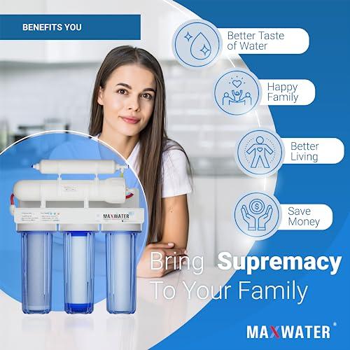 Max Water Max Water 5 Stage 50 GPD (Gallon Per Day) RO (Reverse Osmosis) Standard Water Filtration System - Under-Sink/Wall Mount (Without Tank & Faucet) - Model: RO-5C3