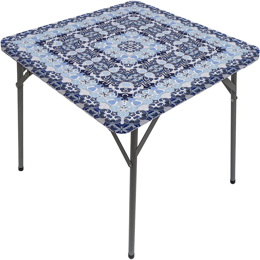CESGFC Paisley Tablecloth, Paisley Style Print, Elastic Edge, Suitable for Table Decoration, Buffet and Camping, Fit for 47\"x47\" Square Table