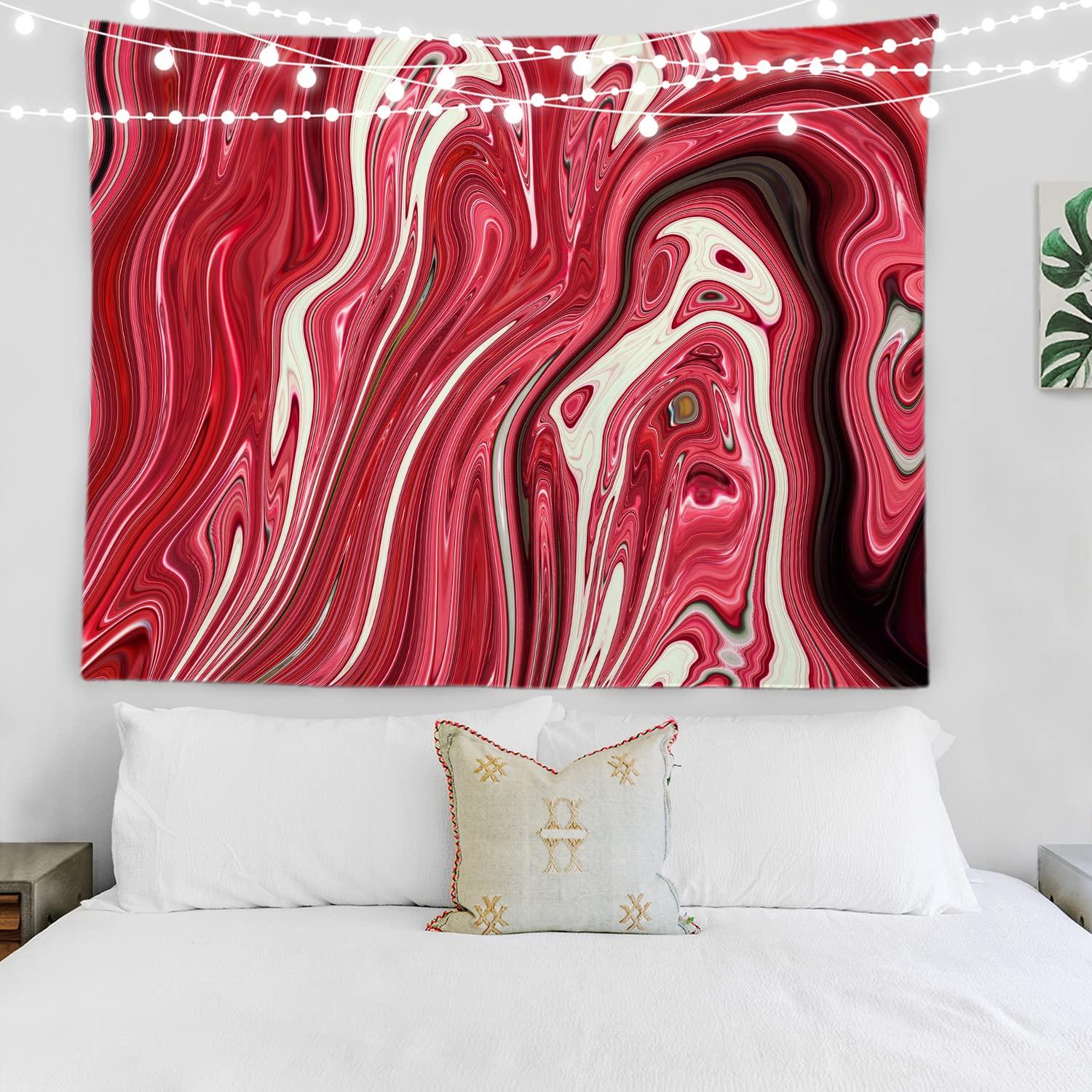 BaoNews BaoNews Red Abstract Marble Tapestry,Art Texture Abstract Large Wall Hanging Polyester Tablecloths Tapestry Bedroom Room Living Room Dorm 39.4 x 59.1 Inches