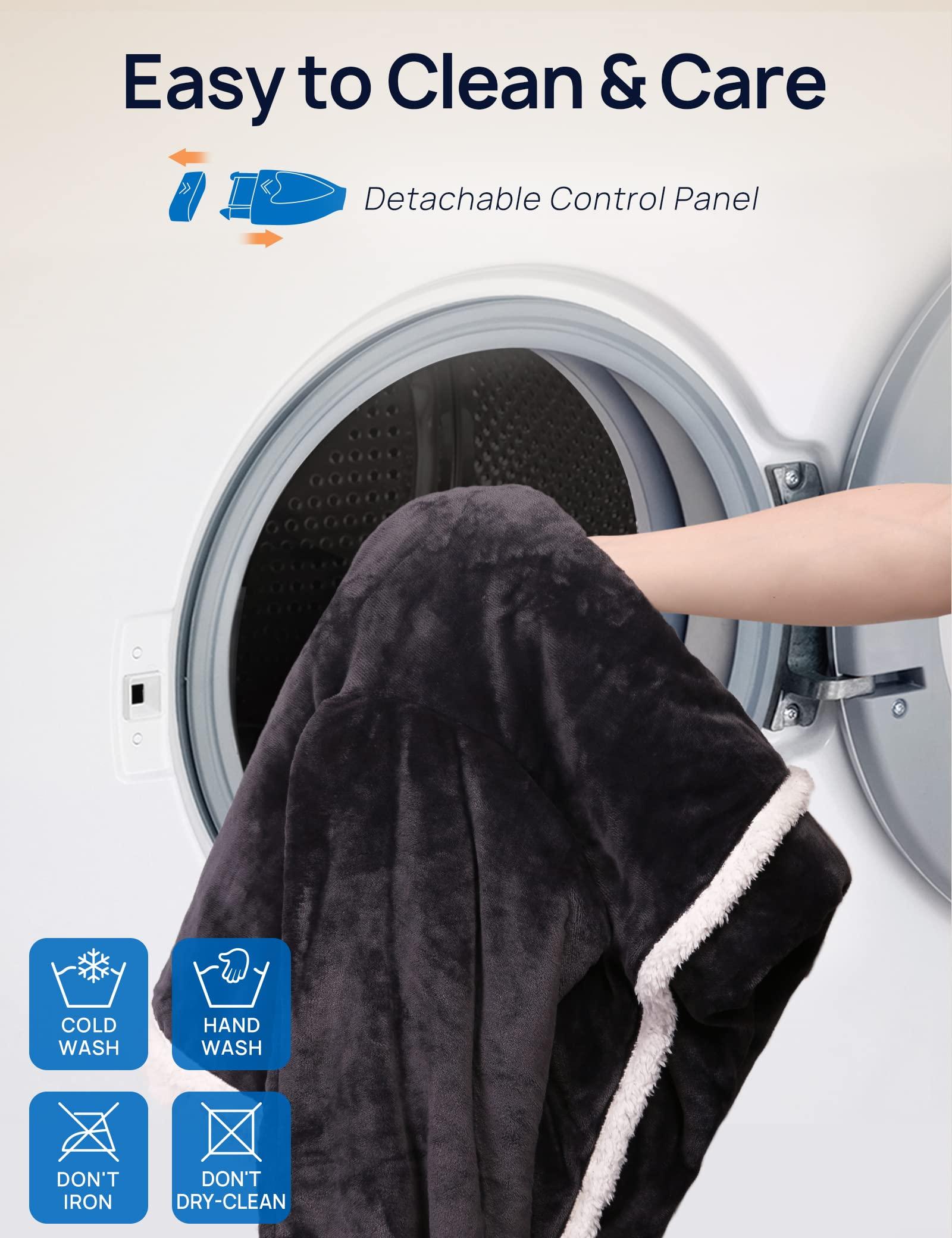 Westinghouse Westinghouse Electric Snuggle Throw Blankets with Foot Pocket, Wearable Heated Blanket with Sleeves, 6 Heating Levels & 2 to 10 Hours Heating Time Settings, 50 * 70\"+18\", Grey