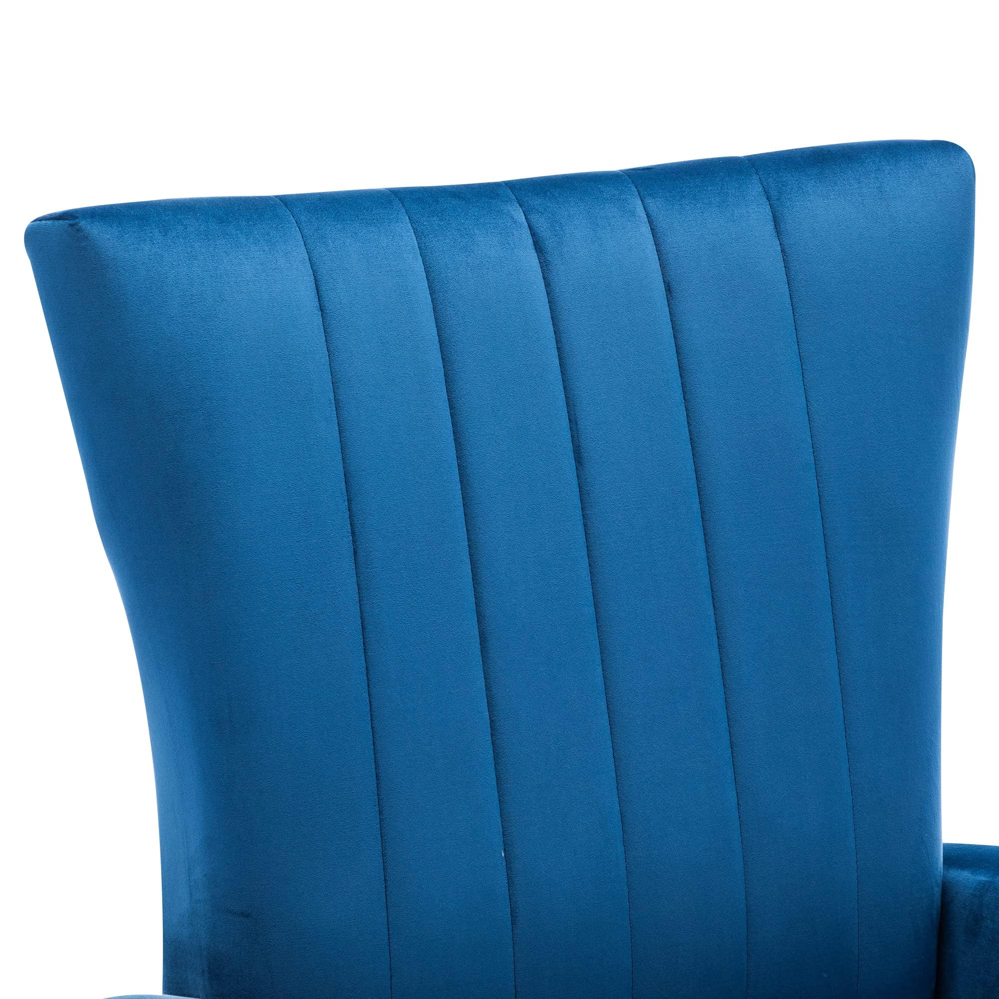 LSSPAID LSSPAID Velvet Accent Chairs Set of 2, Modern Fabric Upholstered Living Room Chairs Armchairs with Wing Back and Metal Legs, Navy Blue