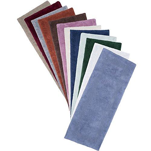 Lavish Home Cotton Bath Mat- Plush 100 Percent Cotton 24x60 Long Bathroom Runner- Reversible, Soft, Absorbent, and Machine Washable Rug by Lavish Home (Silver)