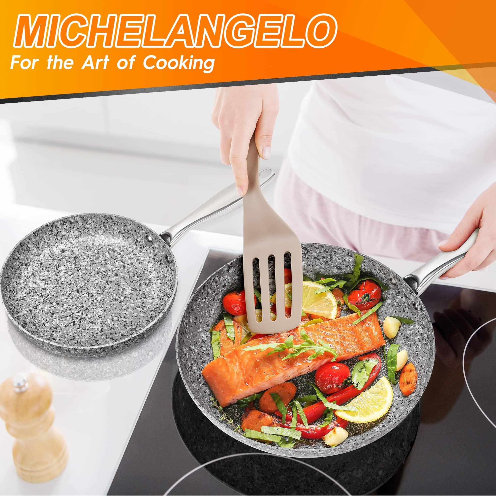 MICHELANGELO MICHELANGELO Stone Frying Pans Set 10 Inch & 12 Inch, Nonstick Frying Pans with 100% APEO & PFOA-Free Stone Non Stick Coating, Granite Skillet Set, Nonstick Skillets 2 Pcs