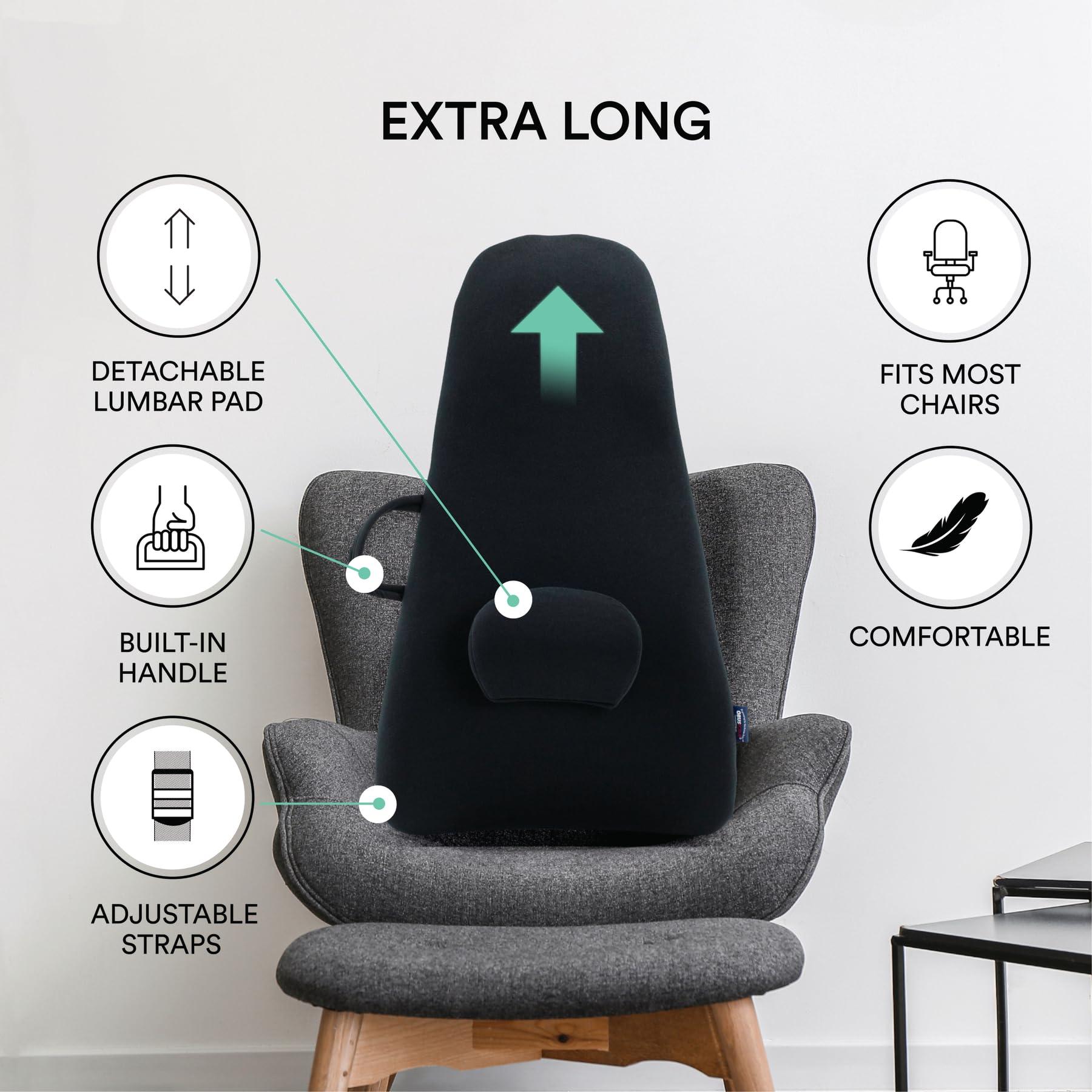 ObusForme ObusForme Highback Backrest Support - Extra Tall Padded Seat Cushion and Lumbar Support Pillow, Portable Posture Support with Soft and Durable Foam