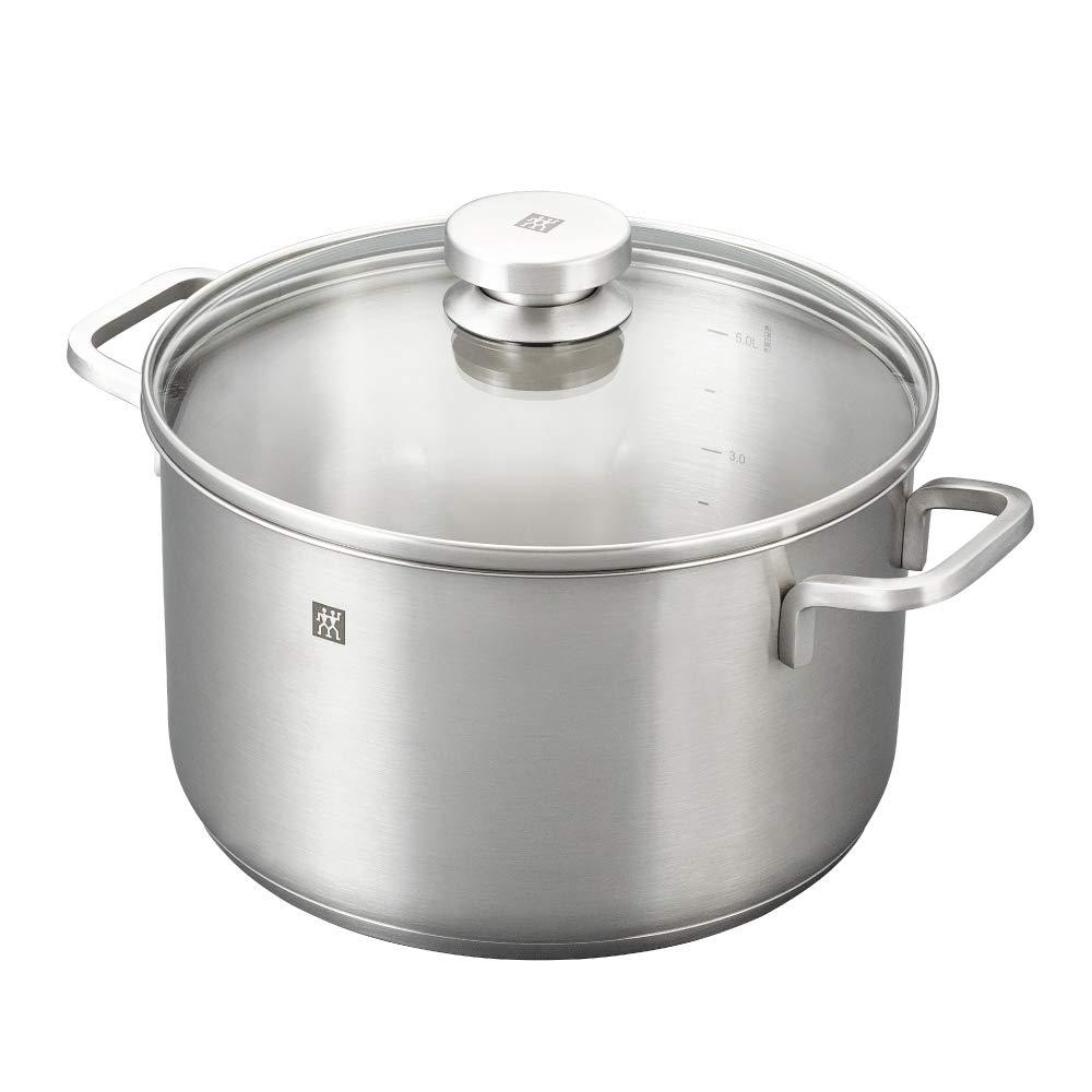 ZWILLING ZWILLING Focus 10 Piece Stainless Steel Cookware Set I Industion Compatible I 18/10 Stainless Steel Interior for Pure Tasting Food I Glass Lids and Folded Rims, Regular, Silver (66670-001)