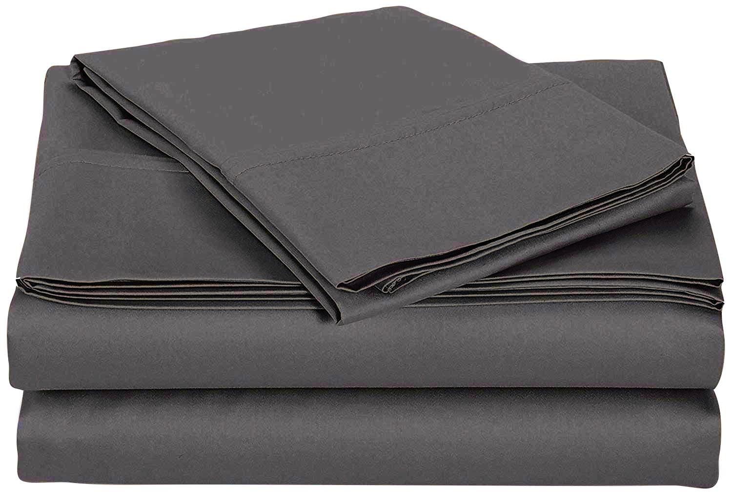 Kings Loft Luxury Waterbed Sheets King/Cal-King Size 800 Thread Count 100% Cotton 4 Peice 10 Inches Deep Pocket Attached Waterbed Sheet Set in Solid (Dark Grey, King/Cal-King)