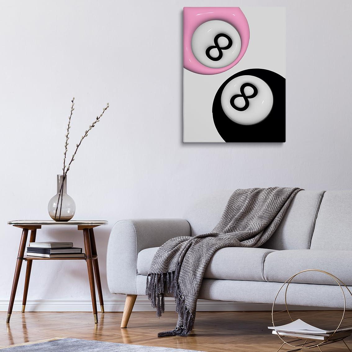 Generic 8 Ball Print Couple Print Pink Trendy Retro Poster Wall Art Preppy Print Room Decor College Dorm Aesthetic Psychedelic Art Trippy Gift 24x36\"framed