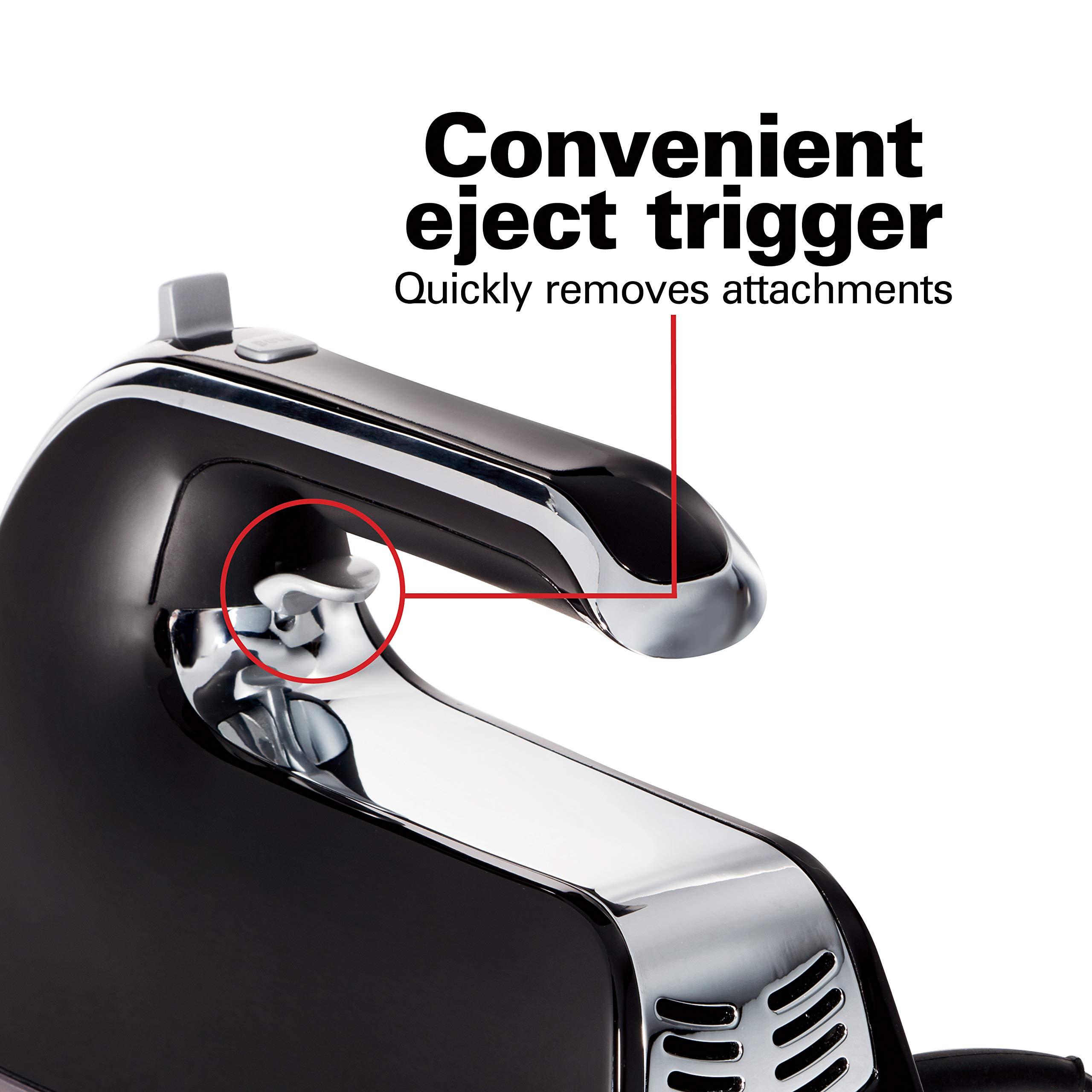 Hamilton Beach Hamilton Beach Electric Hand Mixer with Snap-On Case, Twisted Wire Beaters, Milkshake Rod, Dough Hook, Whisk, 6-Speed, Black