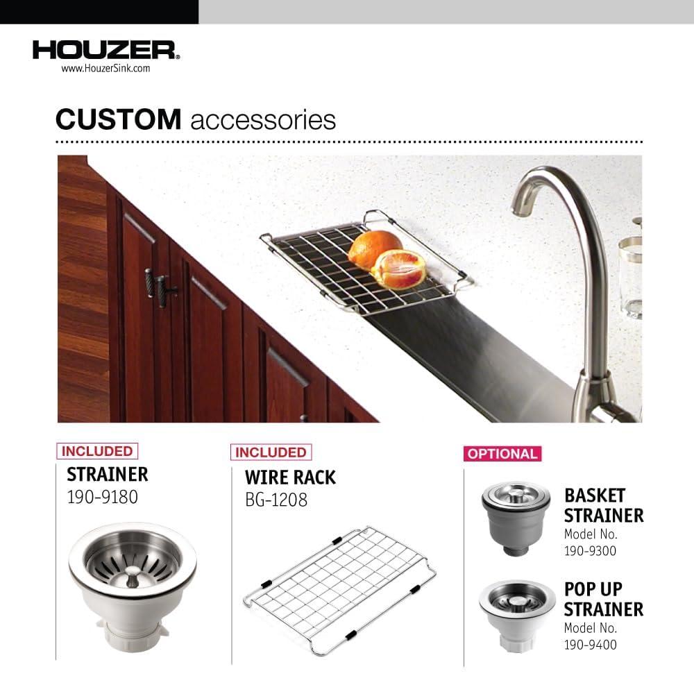 HOUZER HOUZER CTB-3285 Contempo Trough Series Stainless Steel Bar Sink, 30-by-6-1/2-Inch, Satin