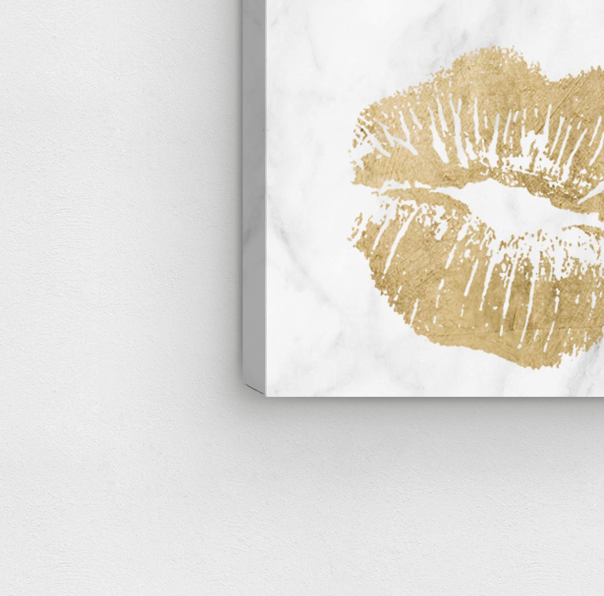 The Oliver Gal Artist Co. The Oliver Gal Artist Co. Fashion and Glam Wall Art Canvas Prints \'Always Kiss Me Goodnight\' Home Dcor, 30\" x 30\", Gold, White