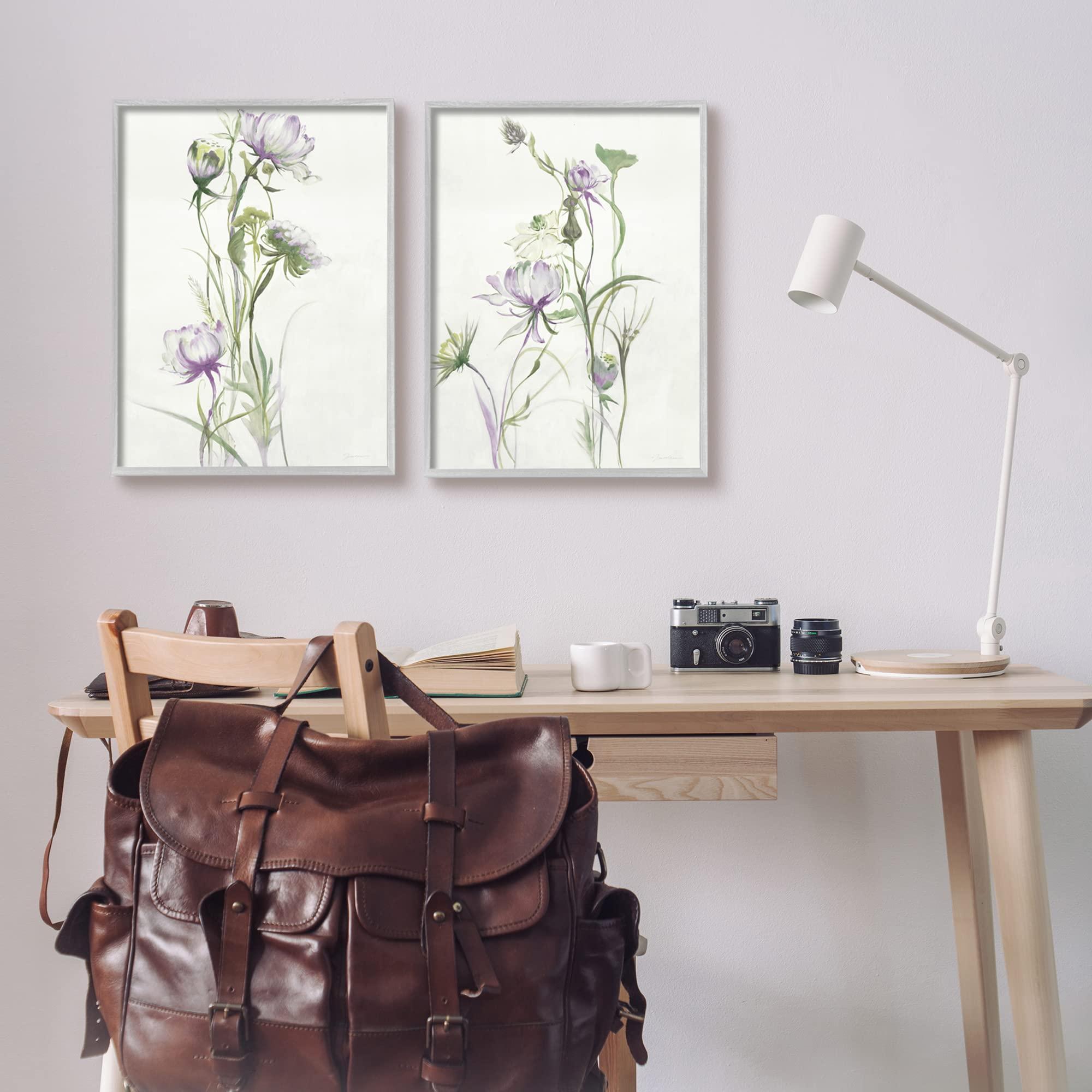 Stupell Industries Stupell Industries Traditional Flower Stem Blossoms 2pc Set Framed Wall Art, Design by Liz Jardine
