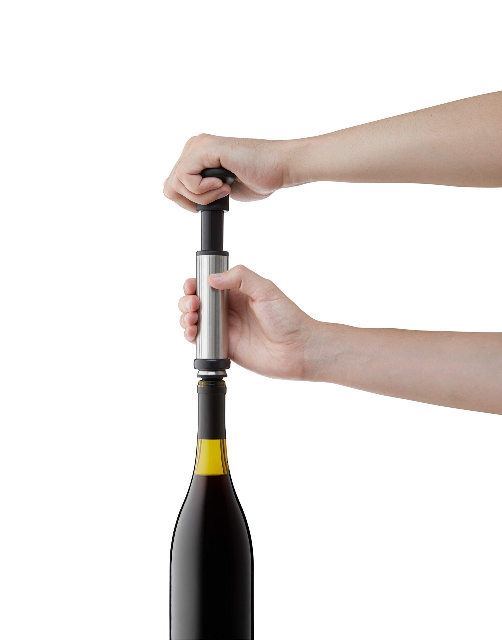 Metrokane Rabbit Wine Preserver with Two Wine Vacuum Stoppers (Stainless Steel)