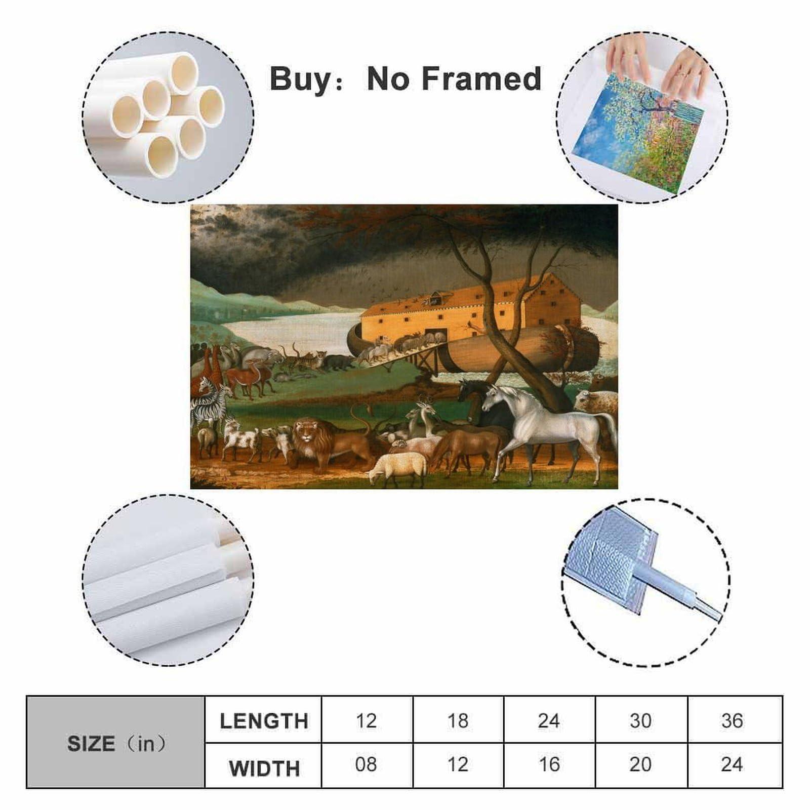 DaiWenBo DaiWenBo Edward Hicks American Noah\'S Ark Poster Print Religious Culture Room Aesthetic Print Art Wall Painting Canvas Gifts Modern Bedroom Decor 20x30inch(50x75cm), Unframe