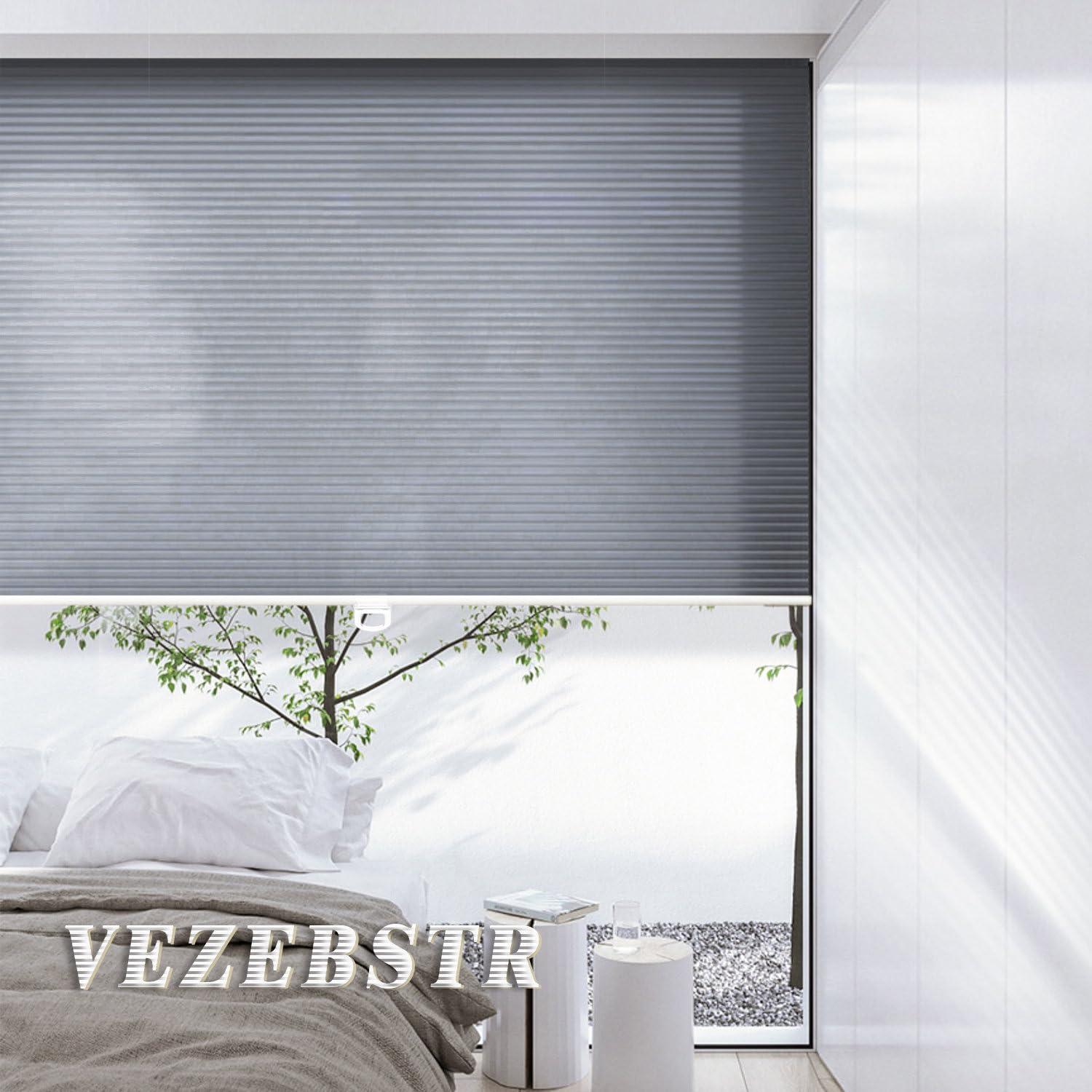 VEZEBSTR VEZEBSTR Cellular Shades for Windows Honeycomb Blinds Thermal Window Honeycomb Shades for Indoor Windows Light Filting Cellular Blinds for Windows. Grey,67" W x(12" H to 98" H Customizeize)