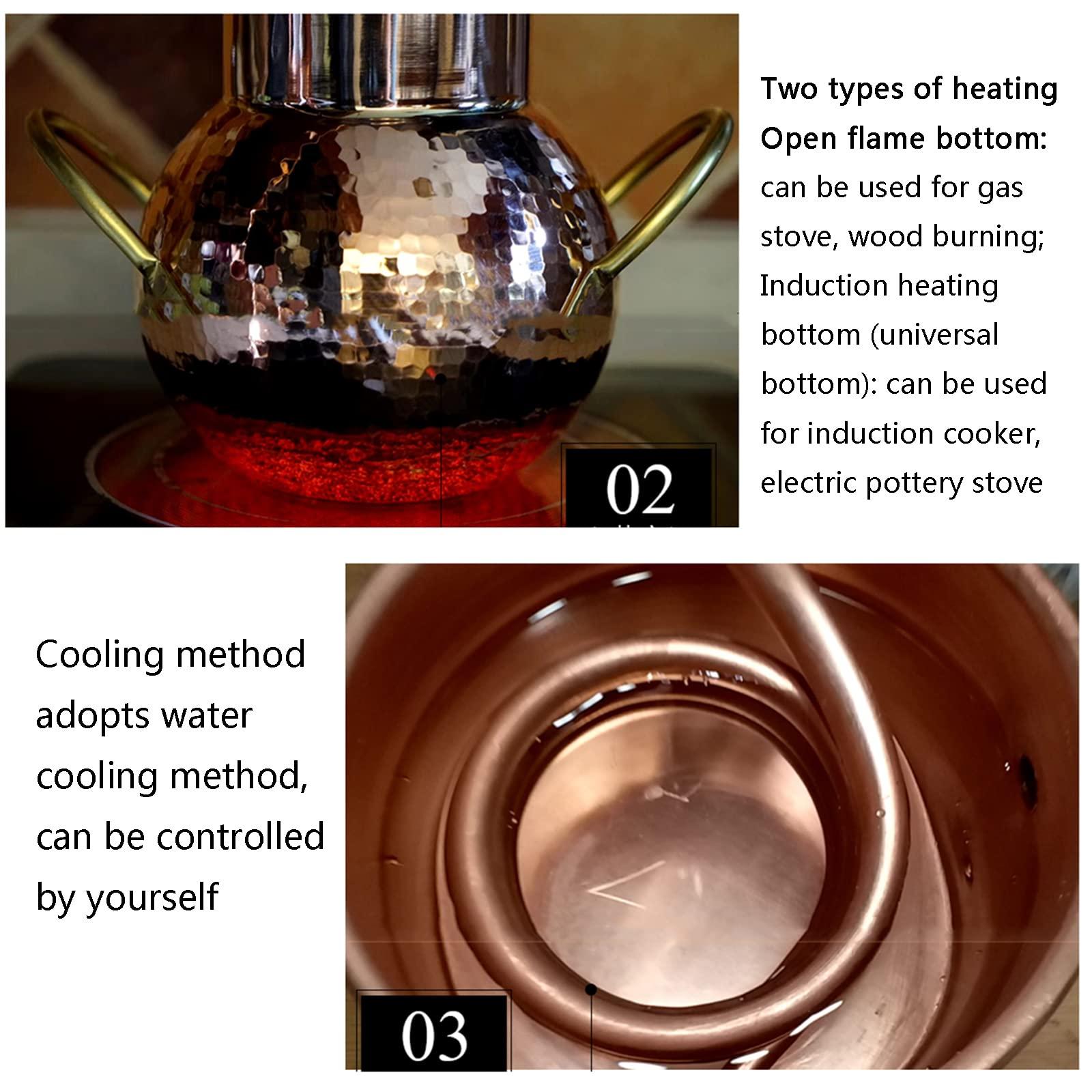 sdneNest sdneNest Copper Moonshine Still, Home Brewing Still for Alcohol, 2L, 3L Copper Stills for Distilling Moonshine Whiskey - Home Brewing DIY Kit (3L)
