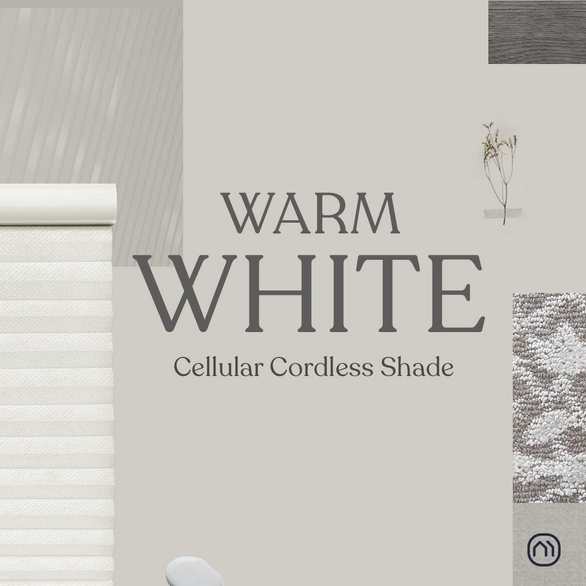 Mood MOOD Top Down Bottom Up Cellular Shades | Luxury Meets Function | Cordless, Light Filtering, Insulation, Acoustic Comfort | Honeycomb Blinds for Windows | Warm White | 38" Width x 48" Height