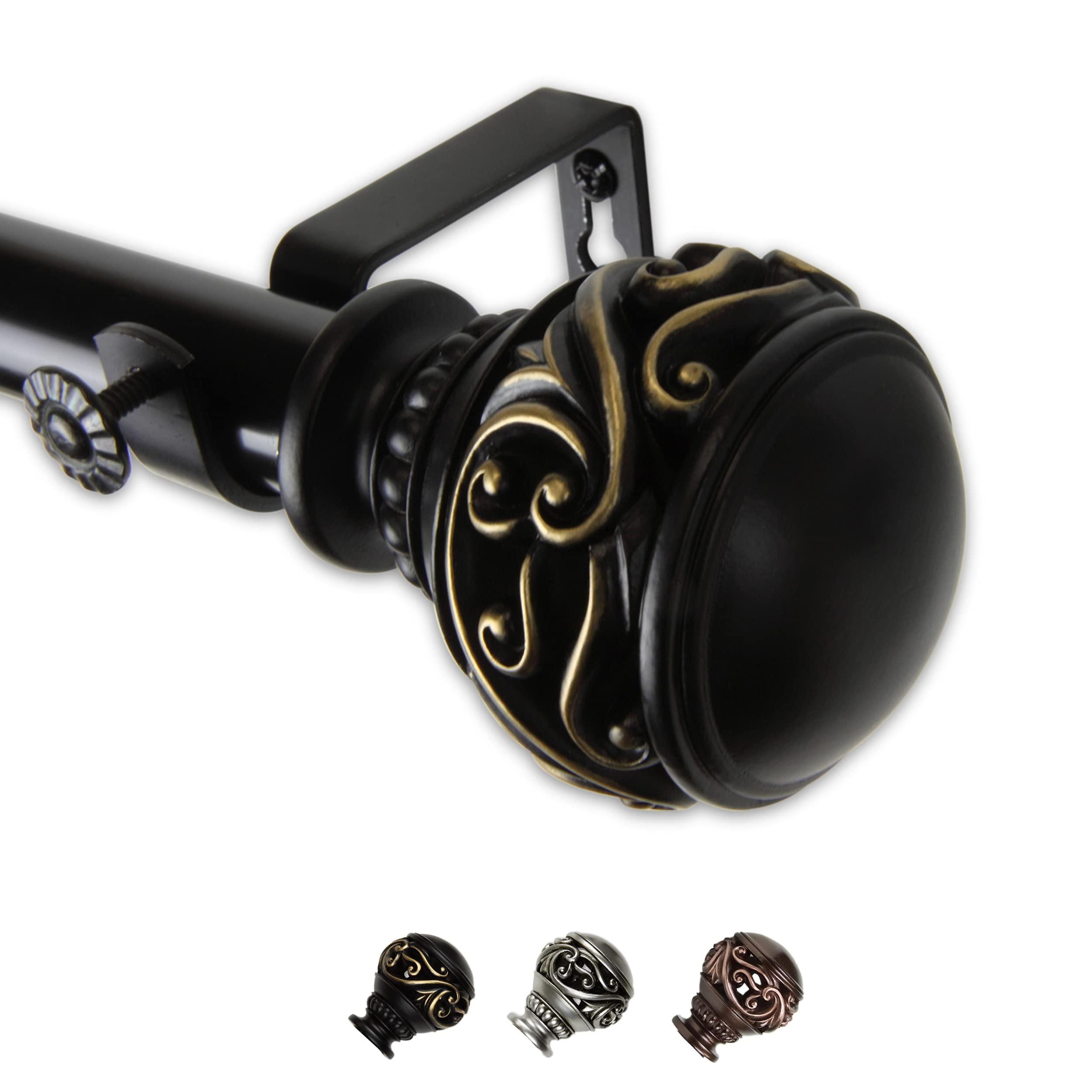 Rod Desyne Rod Desyne Medor 1" Single Curtain Rod, 120-170 inch, Black