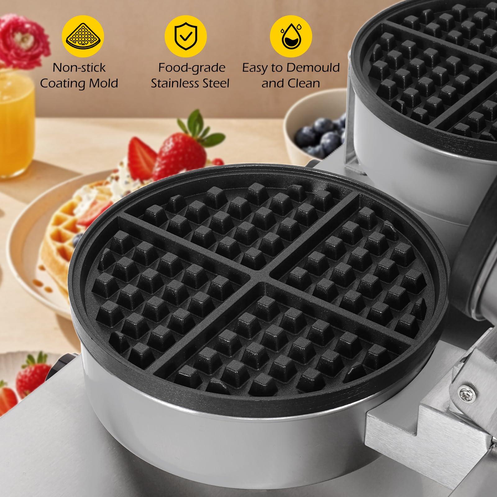 Dyna-Living Dyna-Living Commercial Waffle Maker Double Waffle Maker, 2400W Non-Stick Commercial Waffle Maker Stainless Steel Waffle Iron Machine for Restaurants, Large Waffle Maker, Commercial Waffle Machine