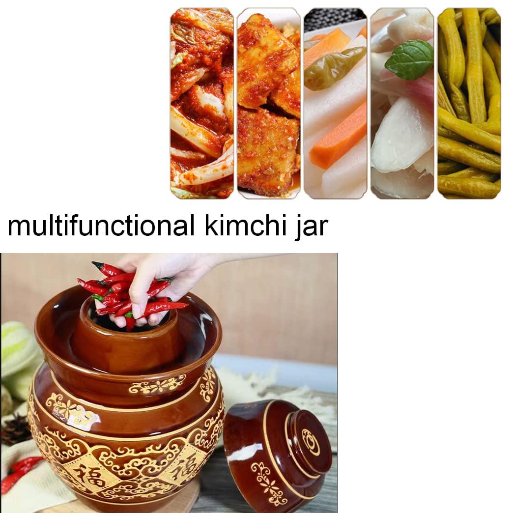 ZHOUXIAO ZHOUXIAO Blue Pickle Jar,Traditional Chinese Porcelain Pickle Jar, Ceramic Fermentation Crock Pickling Pot,Fermenting Jar with Water Seal Airlock Lid Stoneware Fermenter for 3KG