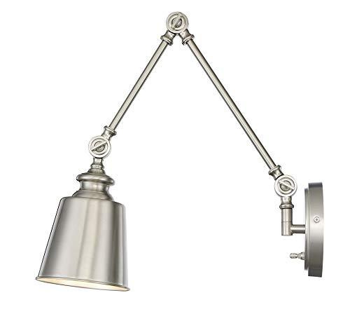 TRADE WINDS LIGHTING Trade Winds Lighting TW90033BN 1-Light Transitional Swing Arm Wall Lamp (Set of 2), 100 Watts, in Brushed Nickel