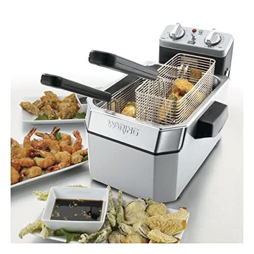 Waring Waring Commercial WDF1000 Heavy Duty 10 lb. Single Basket Deep Fryer , Includes 3 Fry Baskets & Night-Cover-1800W, 120V, 5-15 Plug