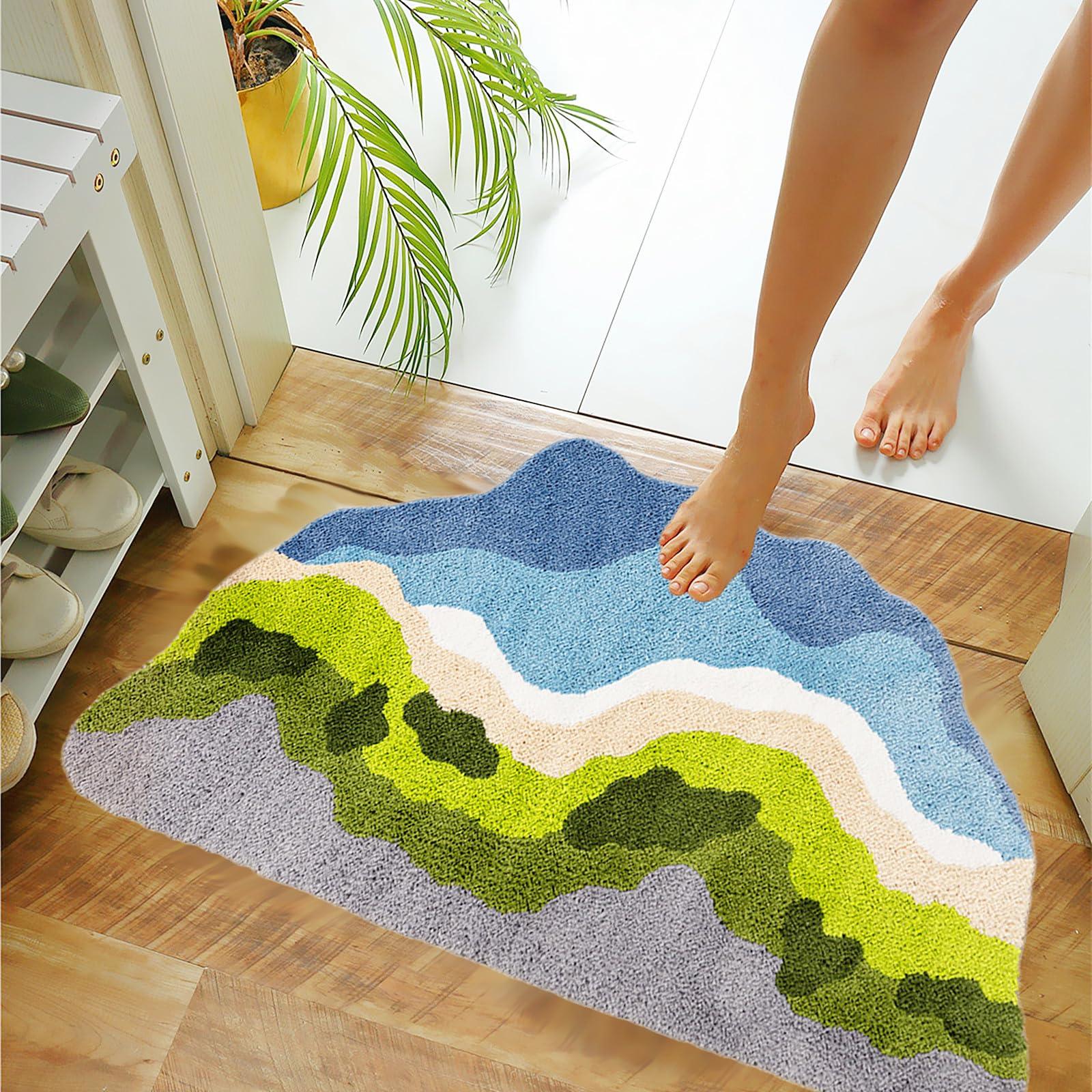 LEVINIS LEVINIS Moss Bath Mats, Cute Green Moss Shag Bathroom Rugs Non Slip Soft and Water Absorbent Bath Rug for Bathroom, Shower, Tub, Indoor Doormat 31\"20\"