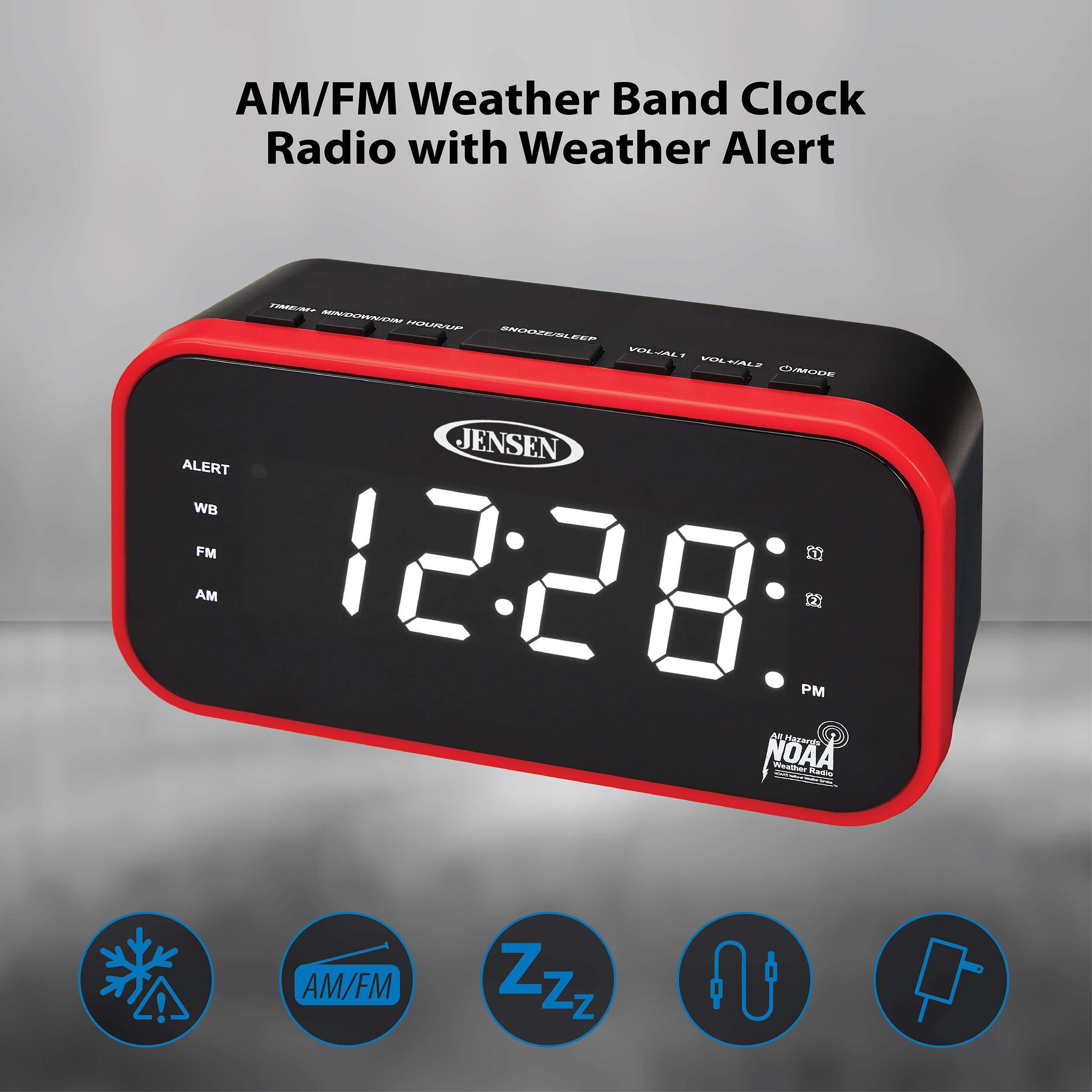 Jensen Jensen JEP-150 AM/FM Band Clock Radio with Weather Alert, Multicolor
