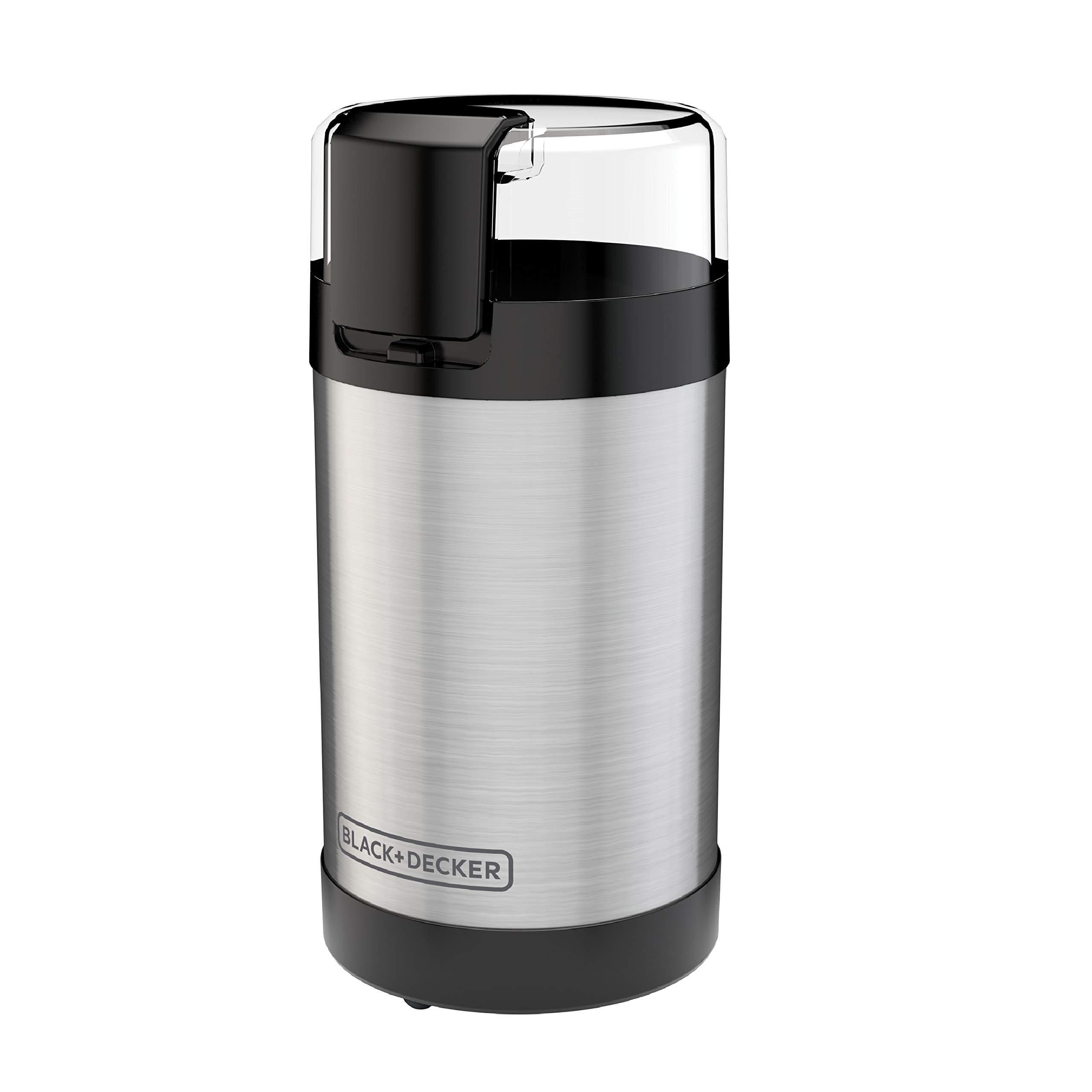 BLACK+DECKER BLACK+DECKER 12-Cup Thermal Coffeemaker, Black/Silver, CM2035B & Coffee Grinder One Touch Push-Button Control, 2/3 Cup Bean Capacity, Stainless Steel
