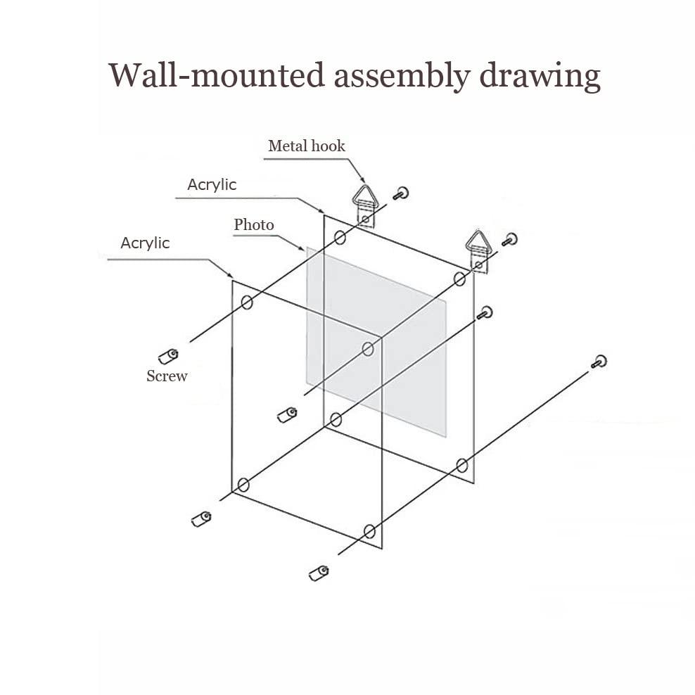 BFRed Acrylic Photo Frame 4x6 inch Brackets Or Hanging Picture Frames,File Certificate Photo Frame Wall Mount Floating and Desktop Photo Frame