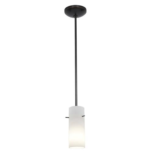 Access Lighting - HI Access Lighting - HI Cylinder-1 LED Glass Pendant with Rod-4 Inches Wide by 10 Inches Tall-Oil Rubbed Bronze Finish-Opal Glass Color-Incandes