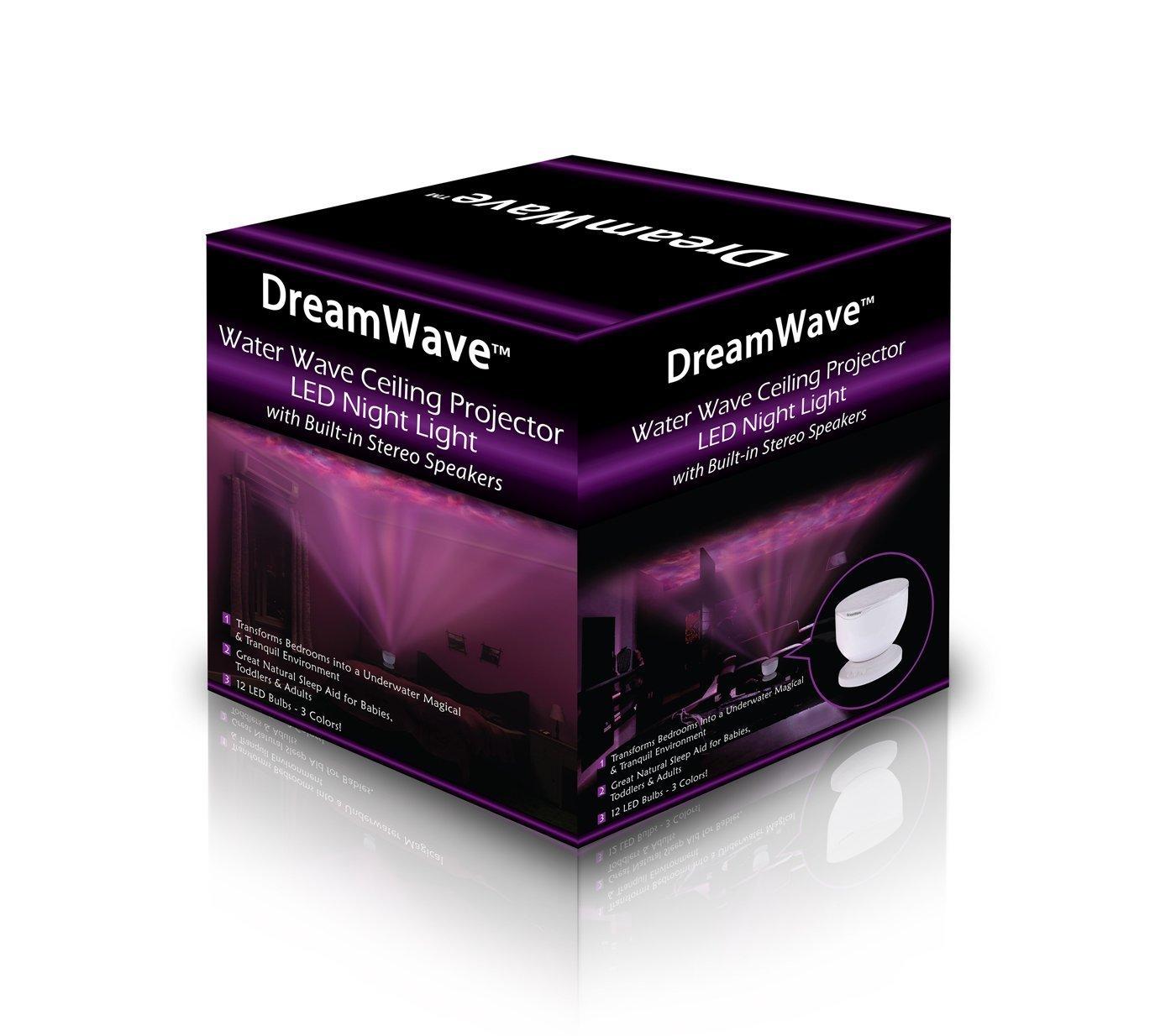 Gideon Soothing & Relaxing Ocean Wave Projector LED Night Light with Built-in Stereo Speakers / (12 LED Bulbs - 8 Colors)