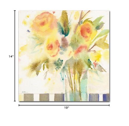 Trademark Fine Art Trademark Fine Art The Striped Table by Sheila Gold Ornate Frameen, 14 by 14-Inch Canvas Wall Art