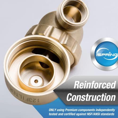 iSpring iSpring WSP50GR Reusable Spin Down Sediment Water Filter, 50 Micron with Built-in Housing Scraper, 360 Rotatable Head, Pressure Gauge, Blue