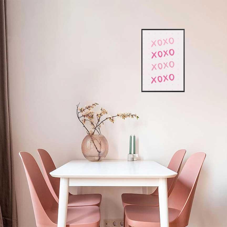 HomeLoft Basics Pink Xo Wall Art Preppy Grily Poster Minimalist Cute Girl Room Wall Decor Watercolor Aesthetic Xo Prints Painting For Home Bathroom Bedroom Living Room Apartment 12x16in Unframed