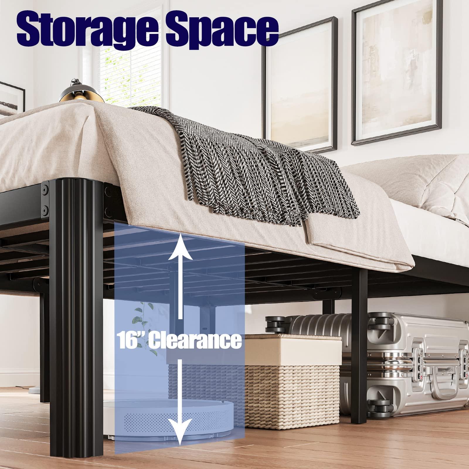 Hunlostten Hunlostten 18in Heavy Duty Twin Bed Frame No Box Spring Needed, Metal Platform Bed Frame Twin with Round Corners, Easy Assembly, Noise Free, Black