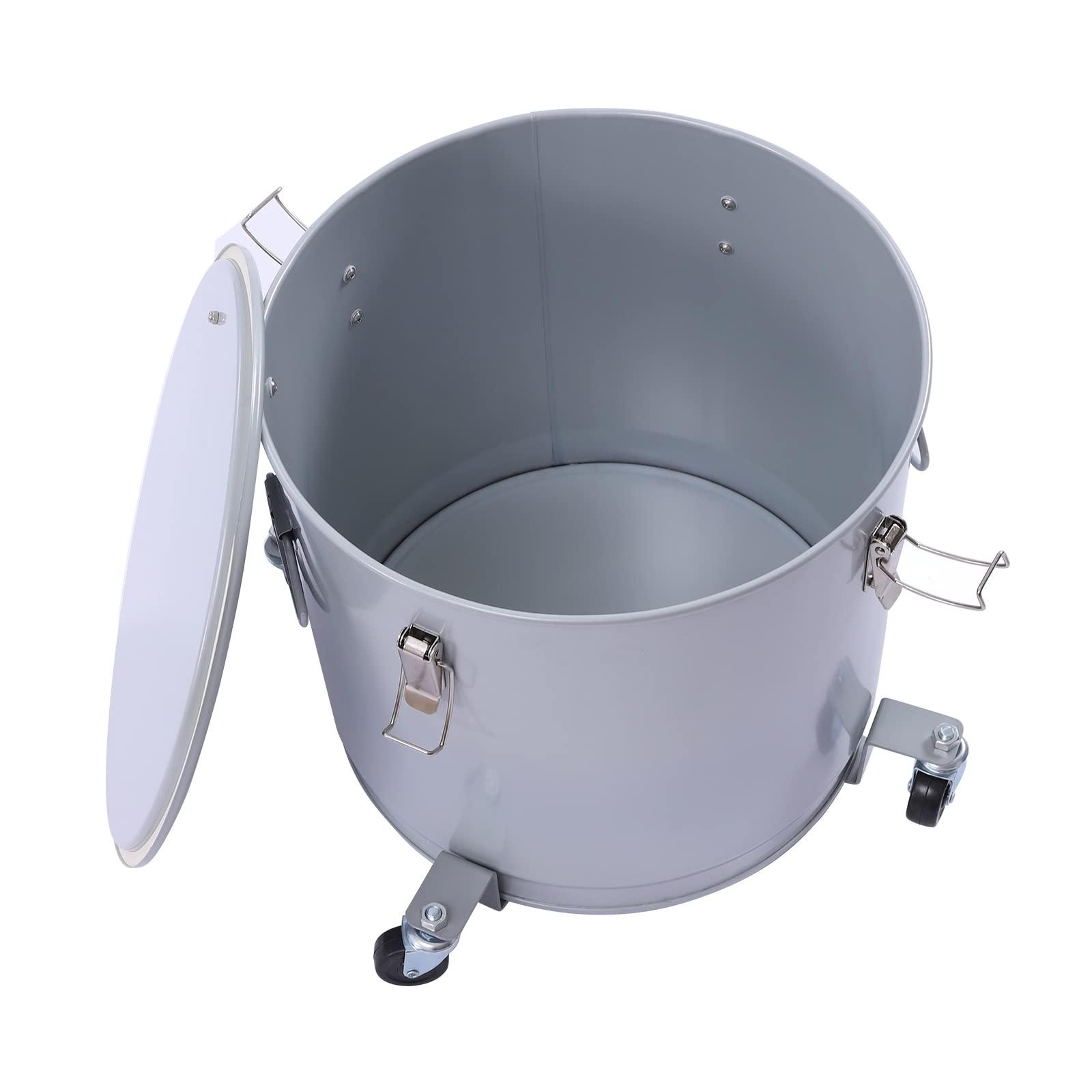 CHALIGHT 40L/10Gal Fryer Grease Bucket Silver Deep Fryer Oil Disposal Caddy Steel Fryer Oil Bucket Bacon Grease Container Oil Container Cooking Oil Filter Oilless Turkey Fryer w/Lid & Filter Bag