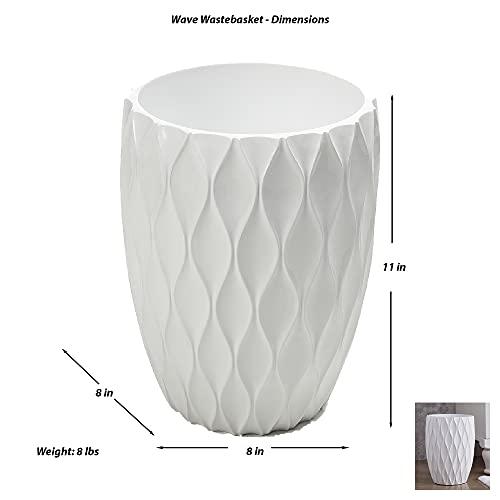 Roselli Trading Company Roselli Trading Company Wave Collection Wastebasket, White