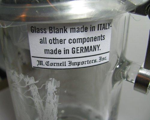 Cornell JAMES MEGER GLASS WHITE TAIL DEER STEIN, Etched German Glass Beer Stein w/ Pewter Lid, Made in Germany