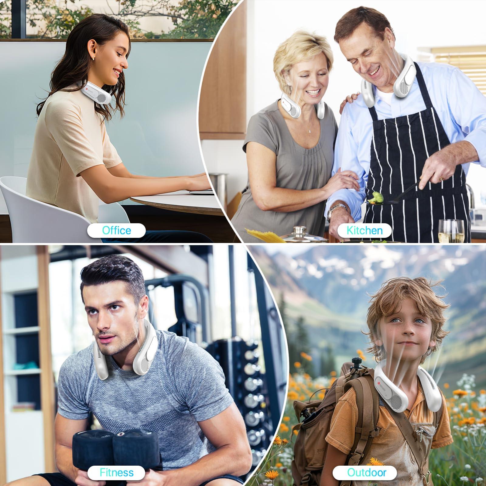 Hotsales Hotsales Neck Fan, Hands Free Bladeless Neck Fans Portable Rechargeable, 6000 mAh Battery Operated Wearable Personal Fan, Cooling Neck Fan, 3 Speeds, USB Fan Gifts for Men, Women, Travel, Outdoor