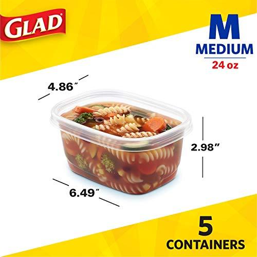 Glad Glad Food Storage Containers, 24 oz, 5 Count
