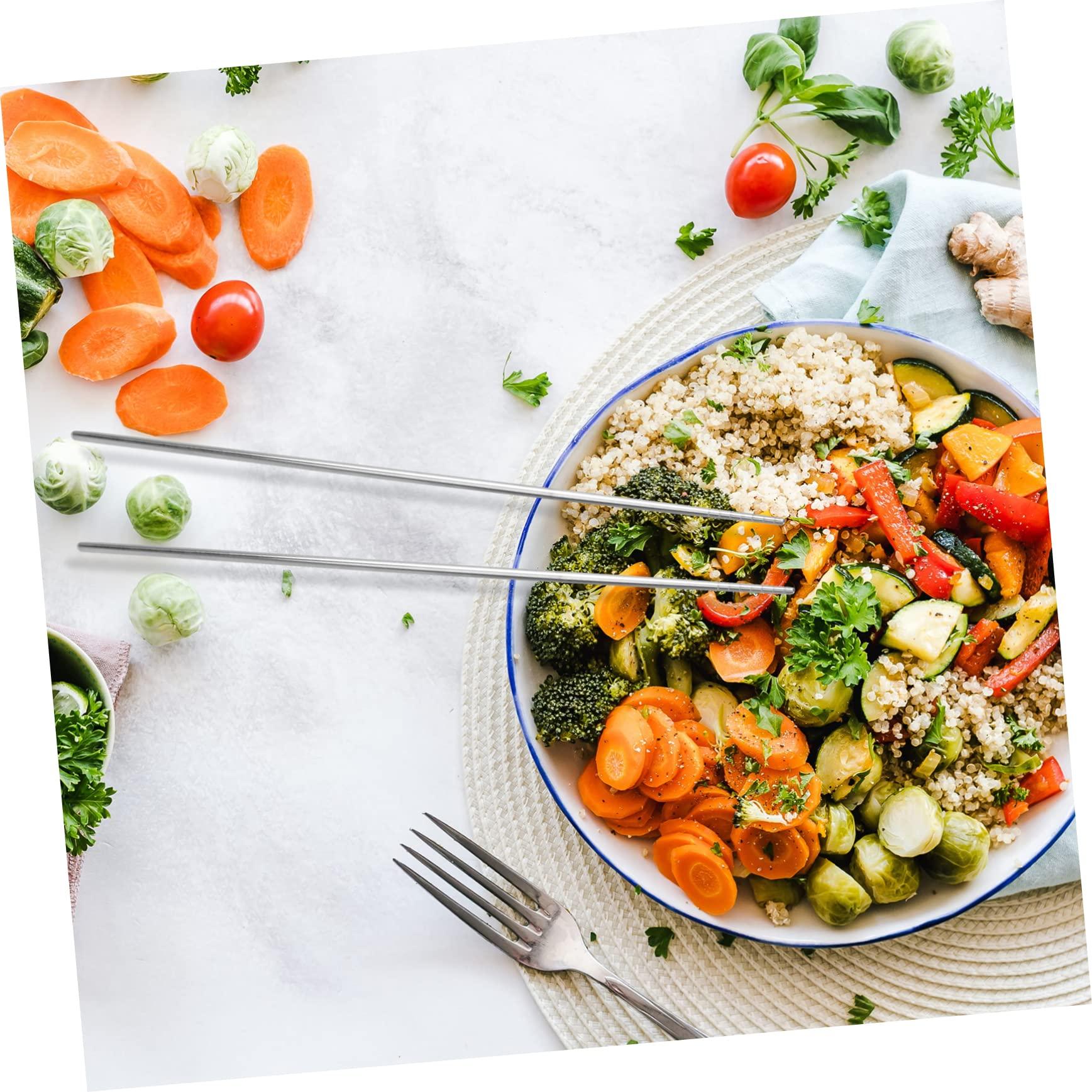 MAGICLULU MAGICLULU 6 Pairs Long Chopsticks Kitchen Tongs Cooking Chopsticks Gamer Chopsticks Titanium Chopsticks LED Chopsticks Chopstick Holder Chopsticks for Cooking Steel Chopstick Tweezers Silver